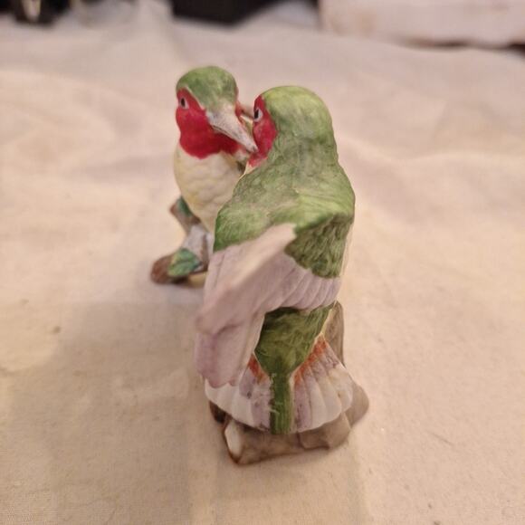 Two Ruby Throat Hummingbirds On A Branch Bird Figurine, unknown brand (005-1) - Picture 2 of 5